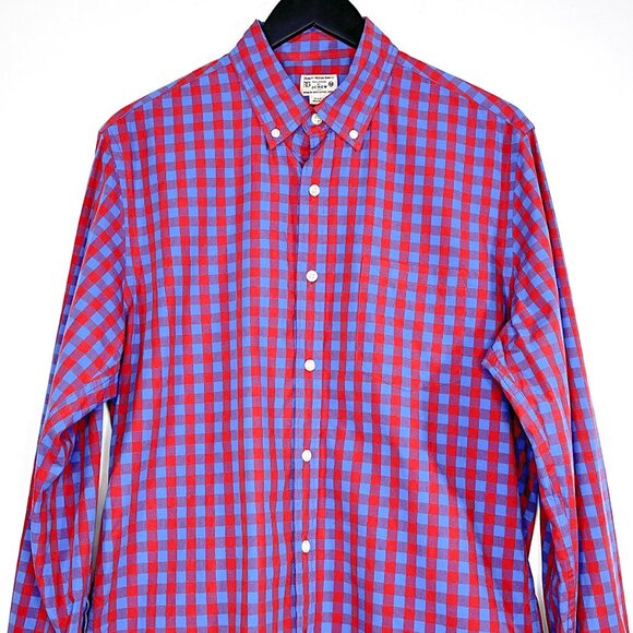 J. Crew Men's Blue Red Plaid Button Down Long Sleeve Shirt Size M - Picture 4 of 11